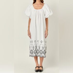 Hyacinth House Puff Sleeve Midi Dress Size XXS